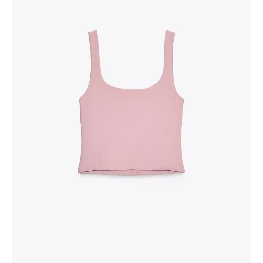 NEW Zara M Blush Pink Jewel Button Crepe Top new with tags - Picture 2 of 3